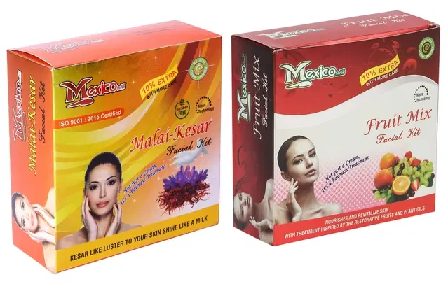 Maxico Herbs Malai Kesar with Fruit Mix Facial Kits, Pack of 2