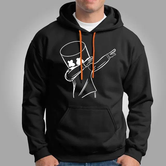 Marshmellow Dab Printed Fleece Hoodie for Men, Black (M)