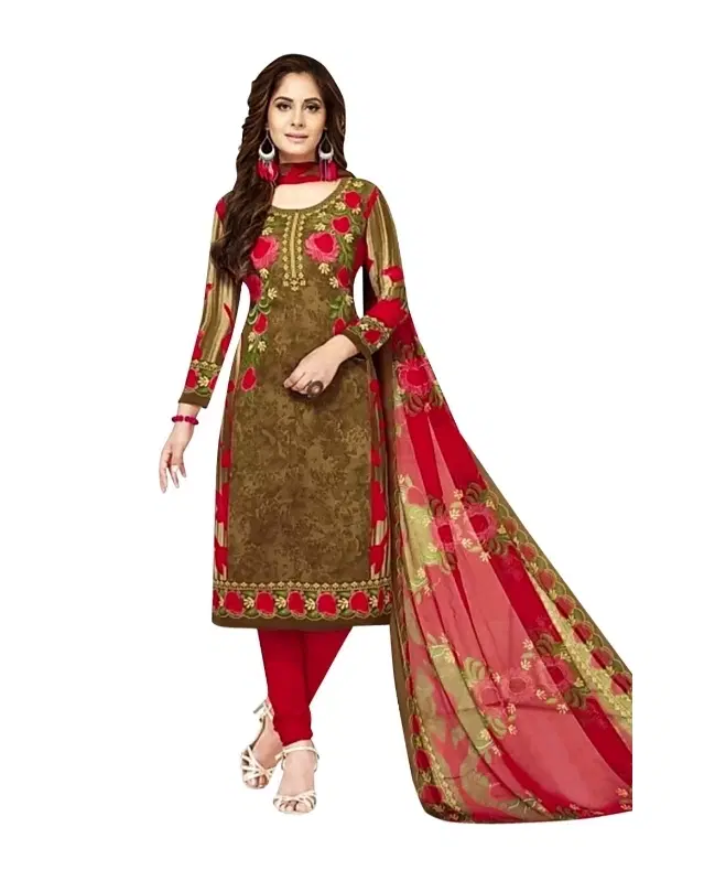 Yashika Unstitched Crepe Salwar Suit Material (Green) (Y-341)