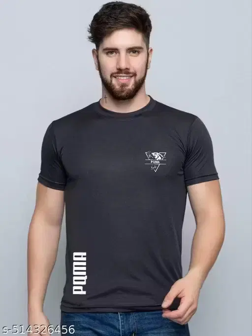 Comfortable Active Wear Polycotton T-Shirt for Men ,Black (M)