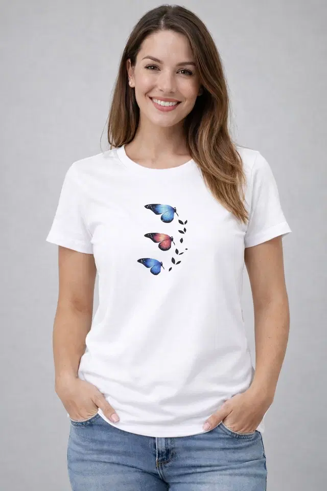 Cotton Blend Printed T-shirt for Men, White (S)