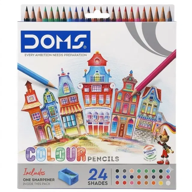 Doms 24 Shades Hexagonal Colour Pencil [Multicolour]