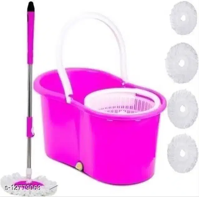 Spin Bucket Mop with 4 Refill, Assorted, Set of 1