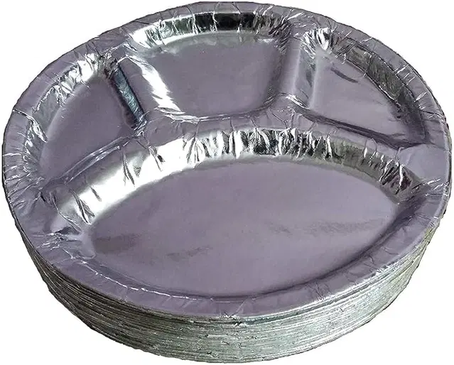 Paper Thali Silver 4 Cp 13"Pack Of 25 Pc