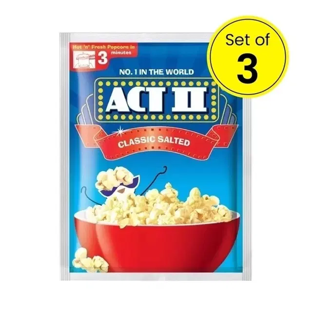 Act II Instant Popcorn - Classic Salted 3X35 g (Pack of 3)