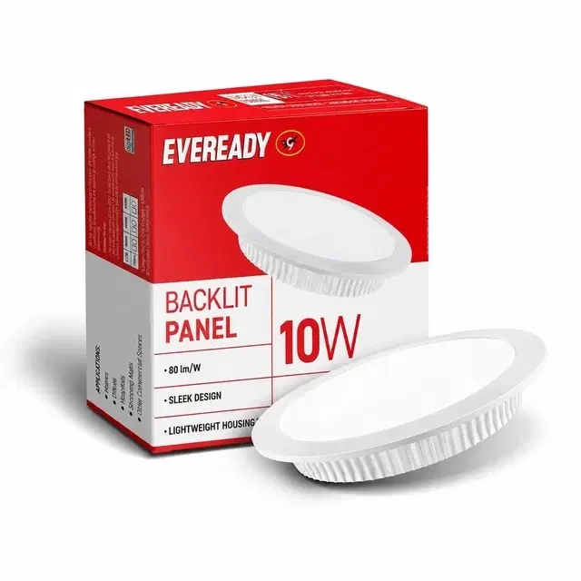 Eveready 10W Backlit Panel, Sleek Design, Cool White (6500K), Round, Pack of 1