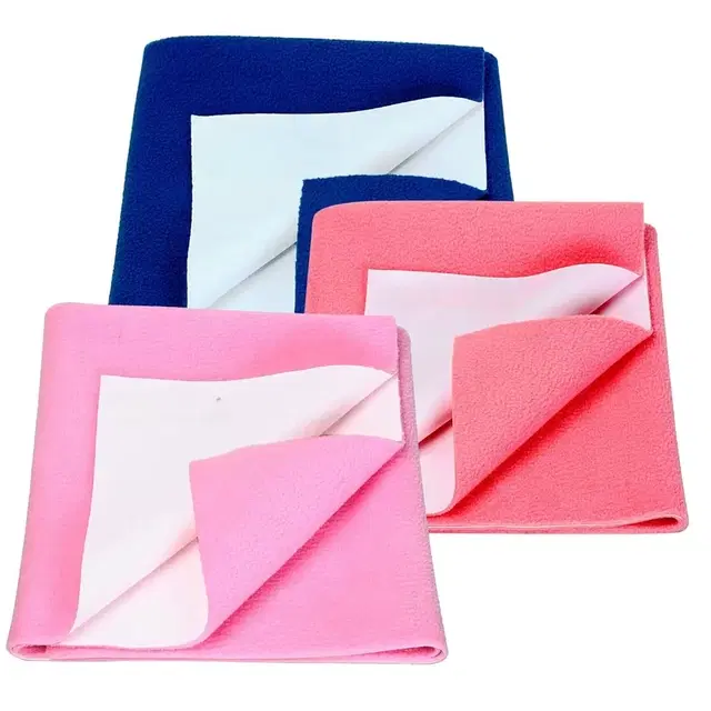Instant Dry Sheet for Baby, Waterproof Sheet, Small Size 50x70cm (Pack of 3, Pink + Salmon Rose + Royal Blue)