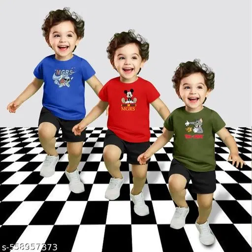 Cotton Blend Printed Clothing Set for Boys, Multicolour, Pack Of 3 (0-1 Months)