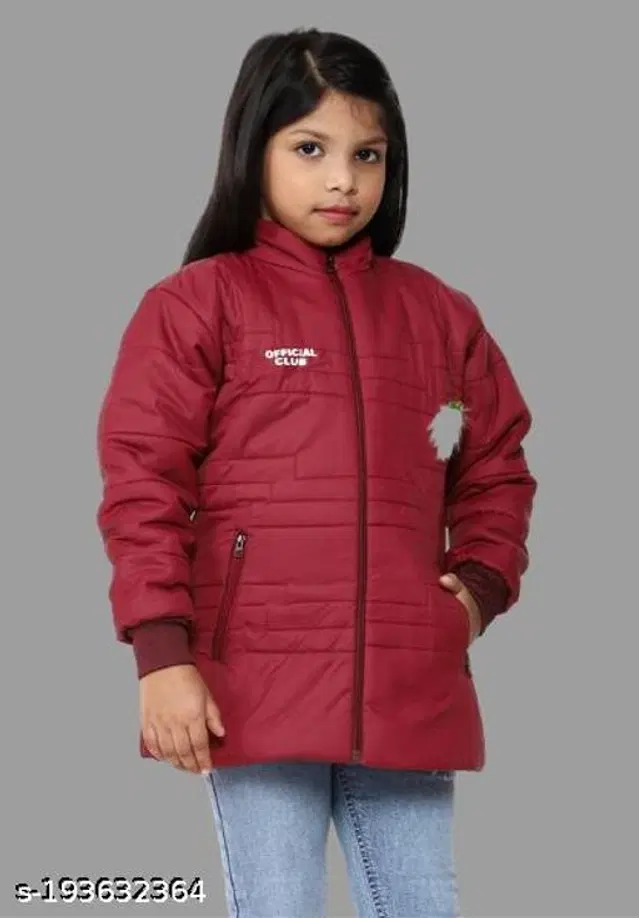 Polyester Jacket for Girls (Maroon, 18-24 Months)
