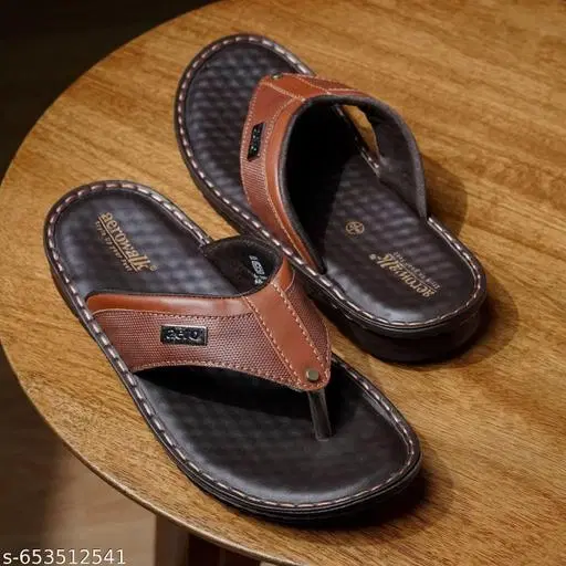 Aerowalk Leather Sliders for Men (Rust, 7) Pack of 2