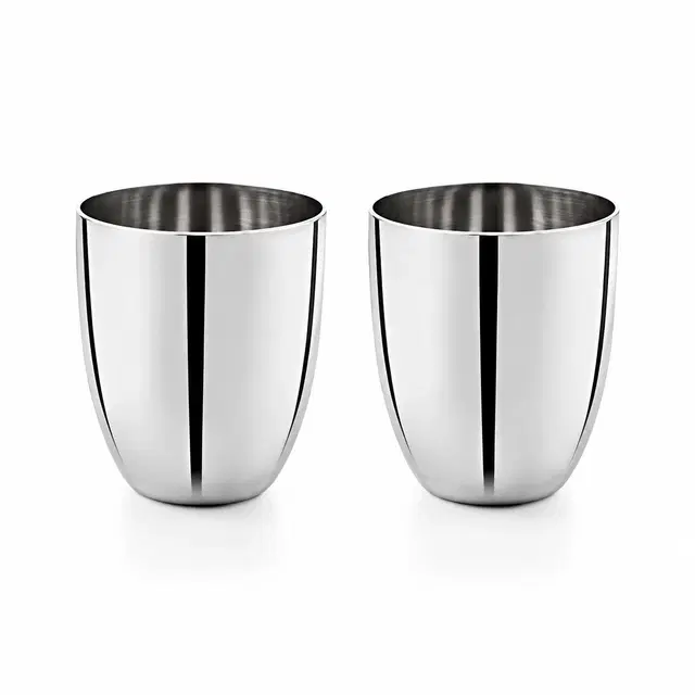 TerraHome Steel Apple Glass, 300 ml, Pack Of 2