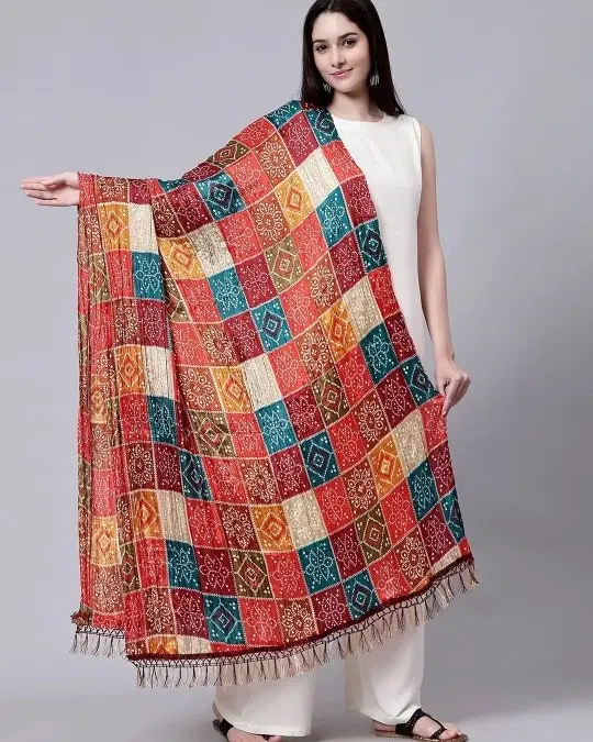 Chinon Printed Dupatta for Women, Multicolor