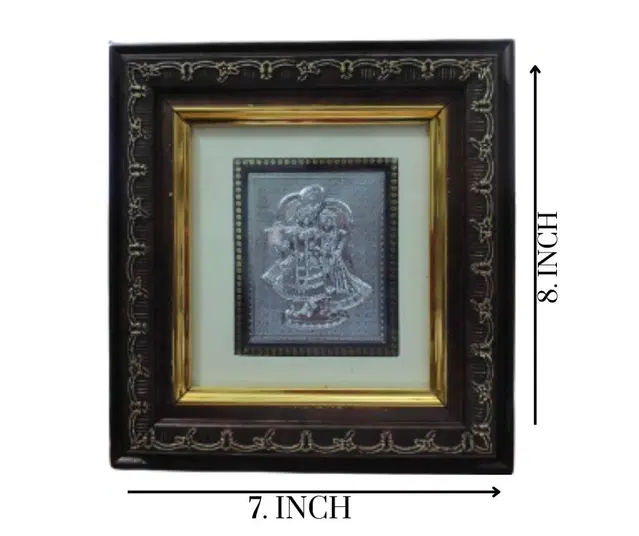 Wooden Laxmi Ganesha Ji Wall Frame, Silver, 7x8 inches