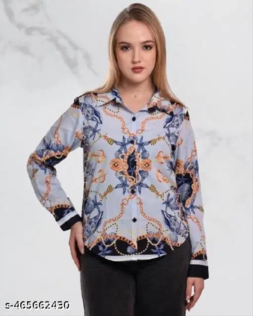 Ocean Seep Print Shirts for Women (White, XS)