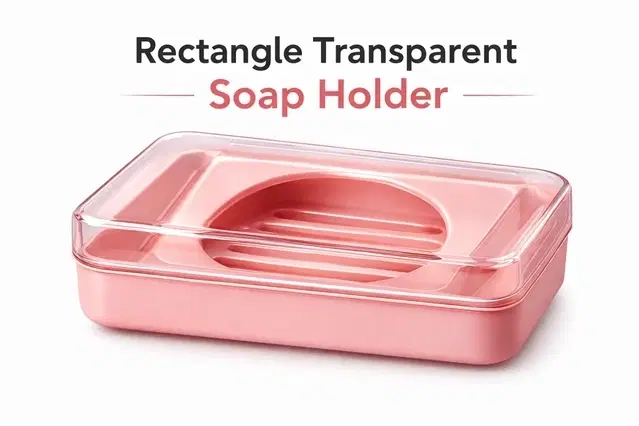 Rectangle Transparent WallMounted Soap Holder Pink
