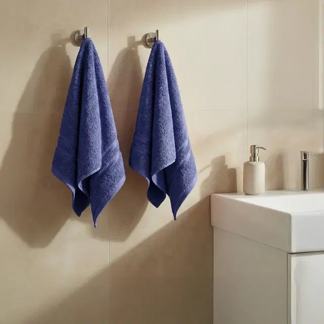 myTrident Comfort Living Cotton Hand Towel Pack Of 2 New Navy
