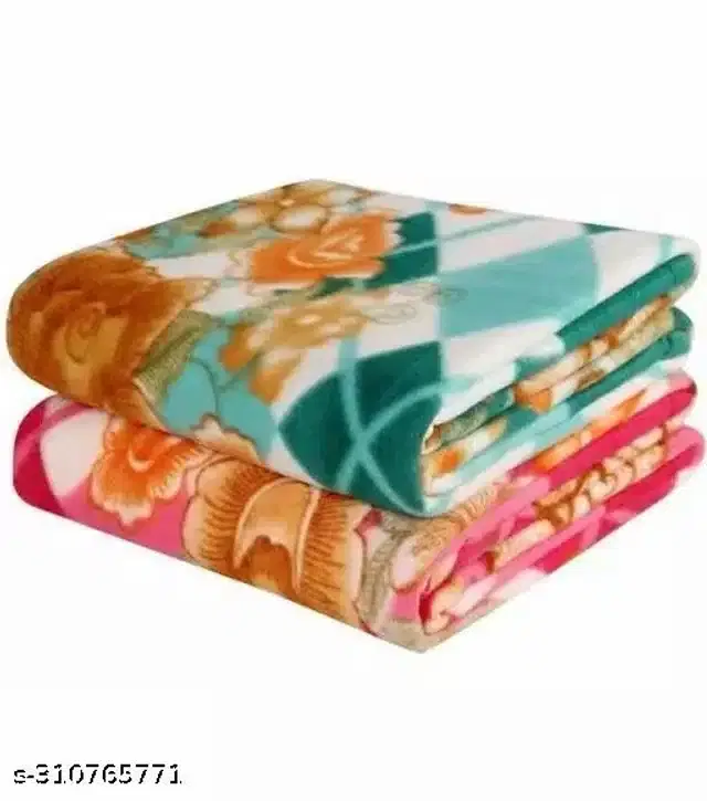 Fleece Blanket, Multicolor, 90x60 inches, Pack of 2