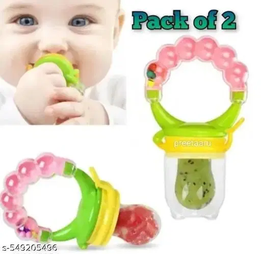 Soft Silicone Rattle Fruit Nibbler 15 Ml & Dental Care Product Bpa-Free,  Pack Of 2