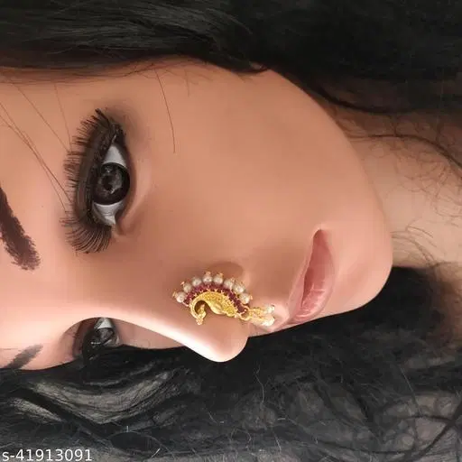 HASTKALA Original Copper Plated Nosepins for Women (Gold, Free Size)