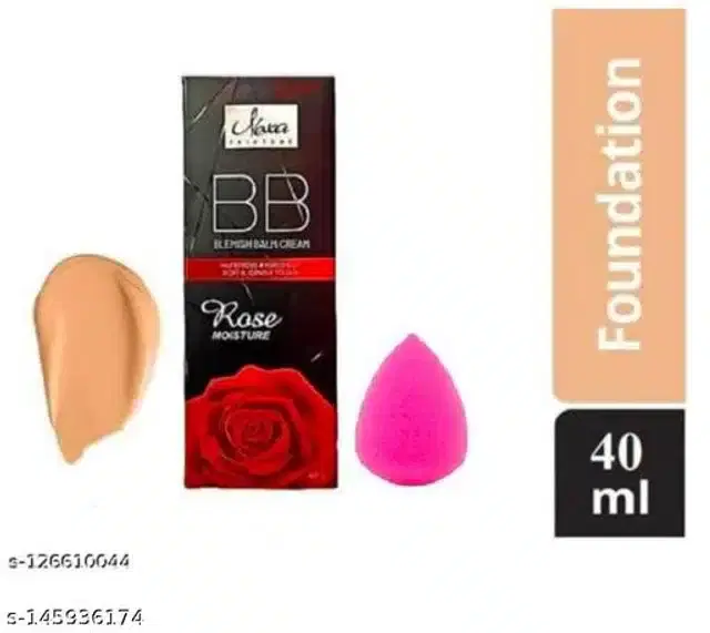 Nexa Rose Moisture BB Cream, 40 g with Makeup Blender, Pink, Set of 2