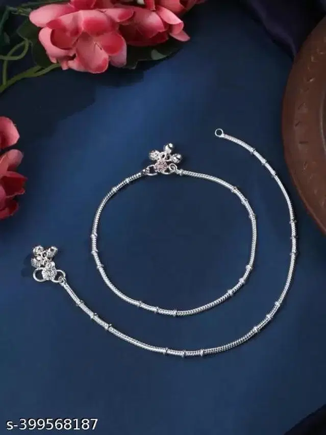 German Silver Anklet for Women, Set of 1 (Silver)