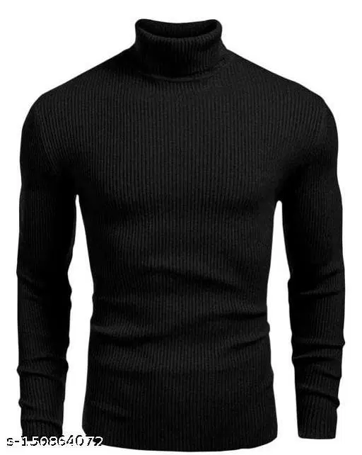 Cotton Blend Thermal Topwear for Men (Black, S)