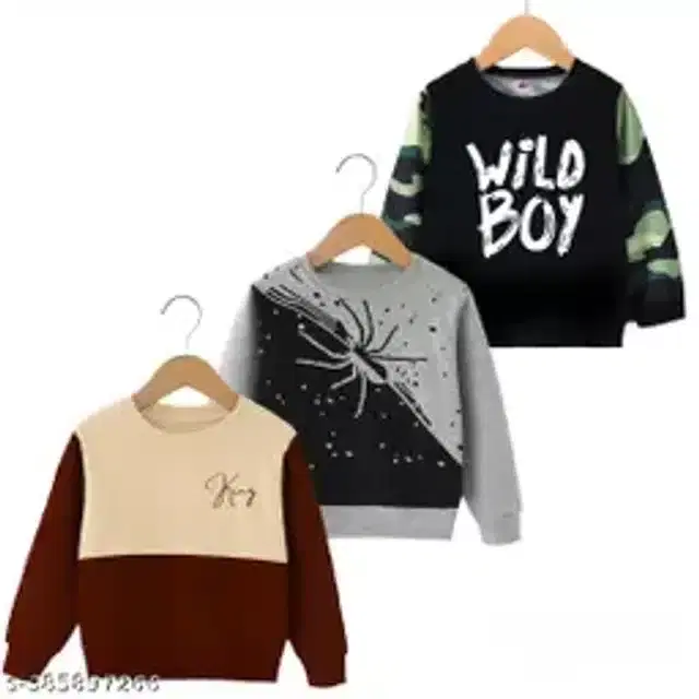Full Sleeves T-Shirt for Kids, Pack of 3 (Multicolor, 5-6 Years)