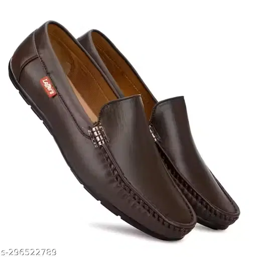 Artificial Leather Loafers for Men (Brown, 6)