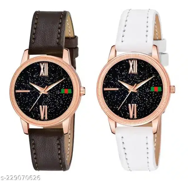 Analog Watch for Women, Pack of 2 (Multicolor)