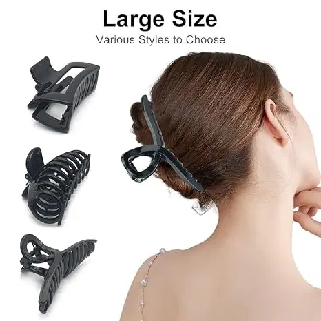 Hair Claw Clips for Women, Black Pack of 5
