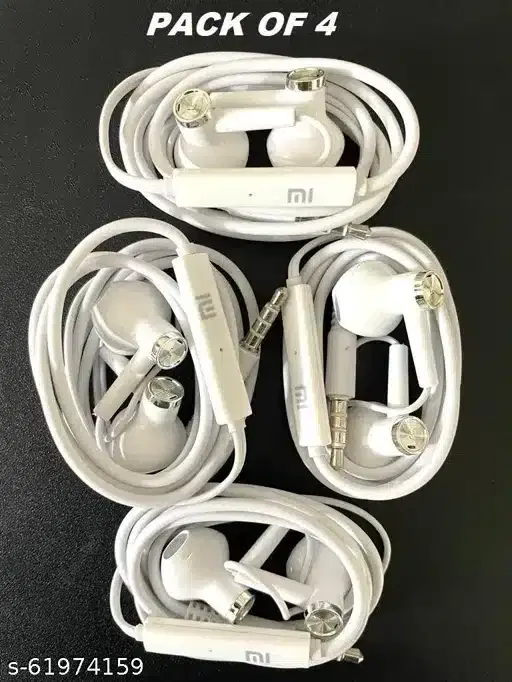Plastic Tech Classic Soft Bass Wired Earphones, White, Pack Of 4, Dv-15