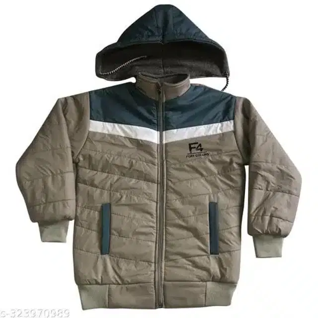 Nylon Full Sleeves Hooded Jacket for Girls (Navy Blue & Beige, 0-3 Months)