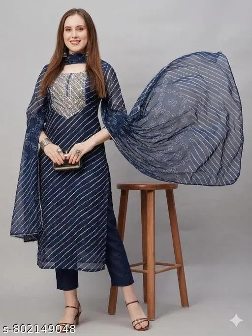 Kurta Set for Women (Navy Blue, S)