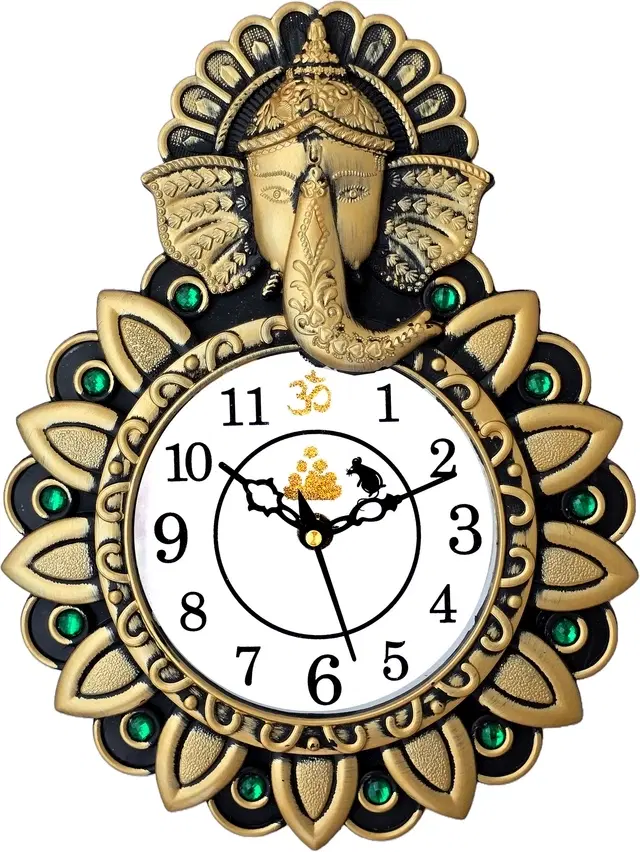 Kc Arts Ganesha Wall Clock 10in