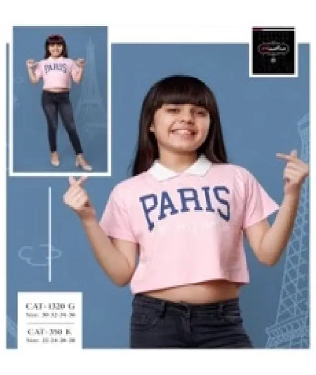 Cotton Printed Tops/Tunics for Girls, Peach (30)