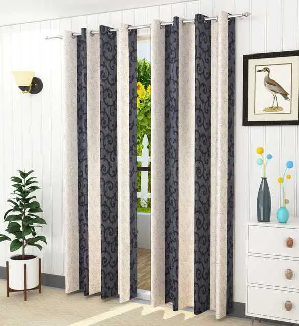 Homefab Polyester Curtains, Black, 5 Feet, HF-216