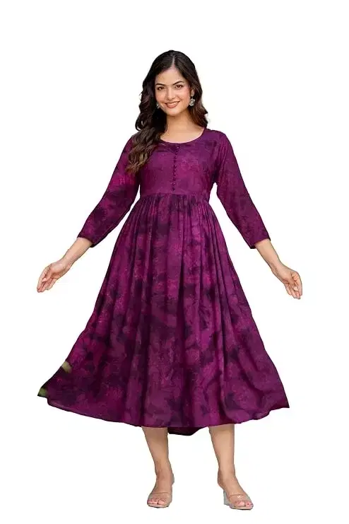 Rayon Kurti for Women (Maroon, M)
