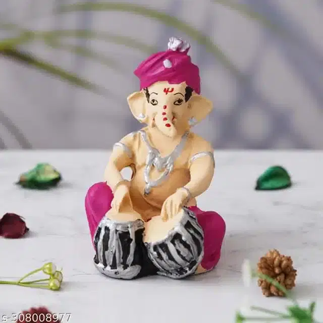 Resin God Ganesha Idol, Pink & Beige