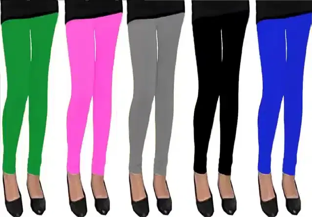 Soft & Comfortable Leggings for Girls, Pack of 5 (Multicolor, 2-3 Years)