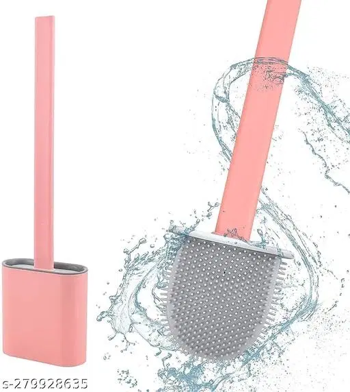 Silicone Water Drop Toilet Brush and Holder Set, Multicolor, Set of 1