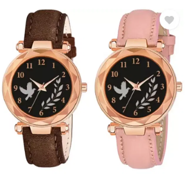 Analog Watch for Women & Girls, Pack of 2 (Multicolor)
