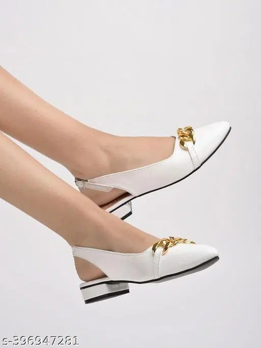 [89] Solid Patent Leather Ballerinas for Women (White, IND-8)