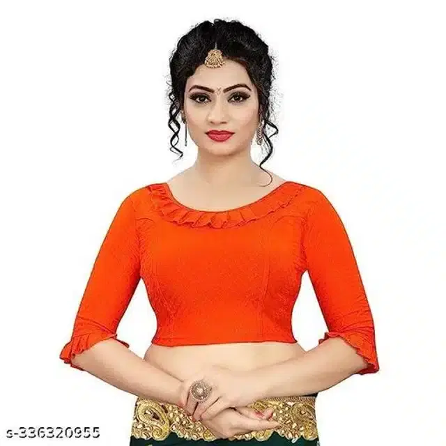 Three-Quarter Sleeves Blouse for Women (Orange, 26)