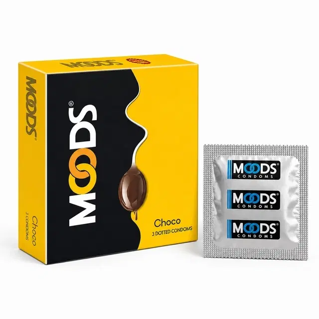 Moods Chocolate Flavour Dotted Condom, 3 Sheets