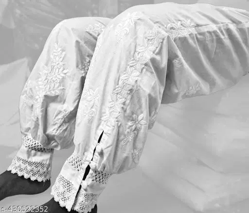 Cotton Solid Salwar for Women, White (S)