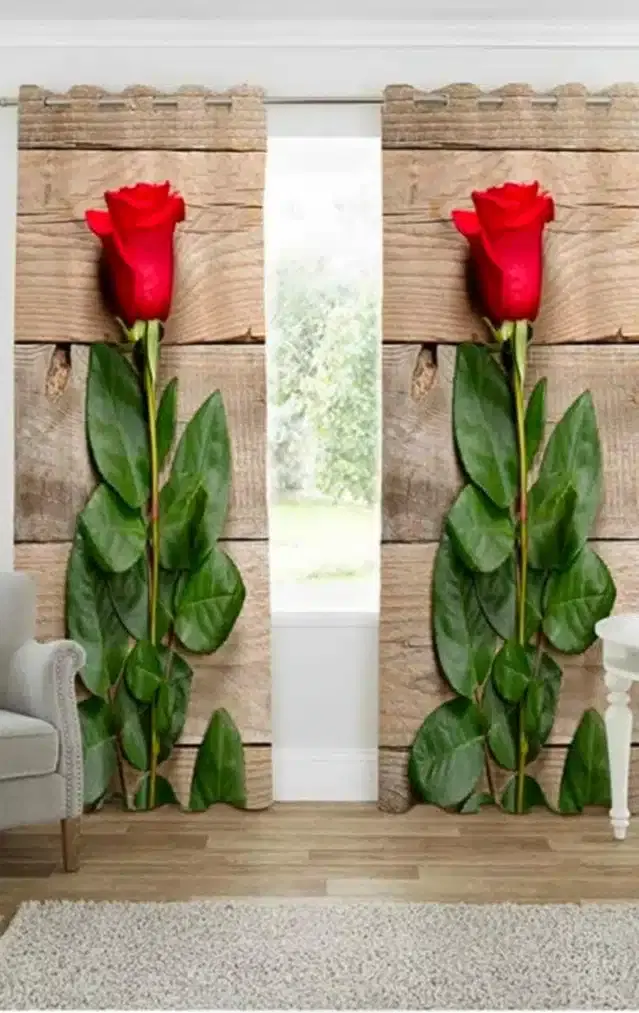 Polyester Printed Door & Window Curtains, Multicolor, 7 feet