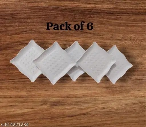 Plastic Plates for Kitchen, White, Pack of 6