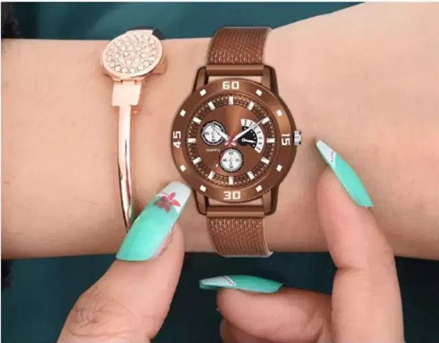 PU Strap Analog Watch for Women & Girls (Multicolor)