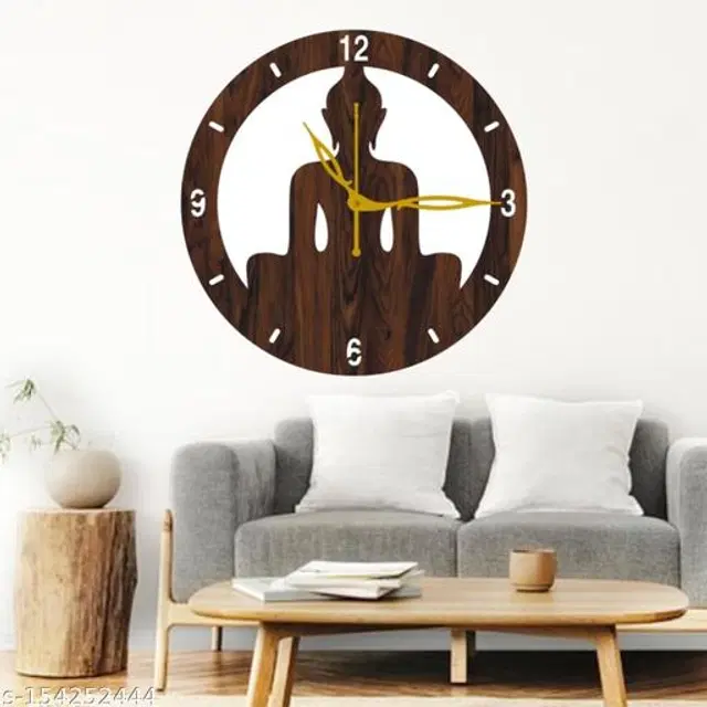 Wooden Wall Clock for Home, Brown
