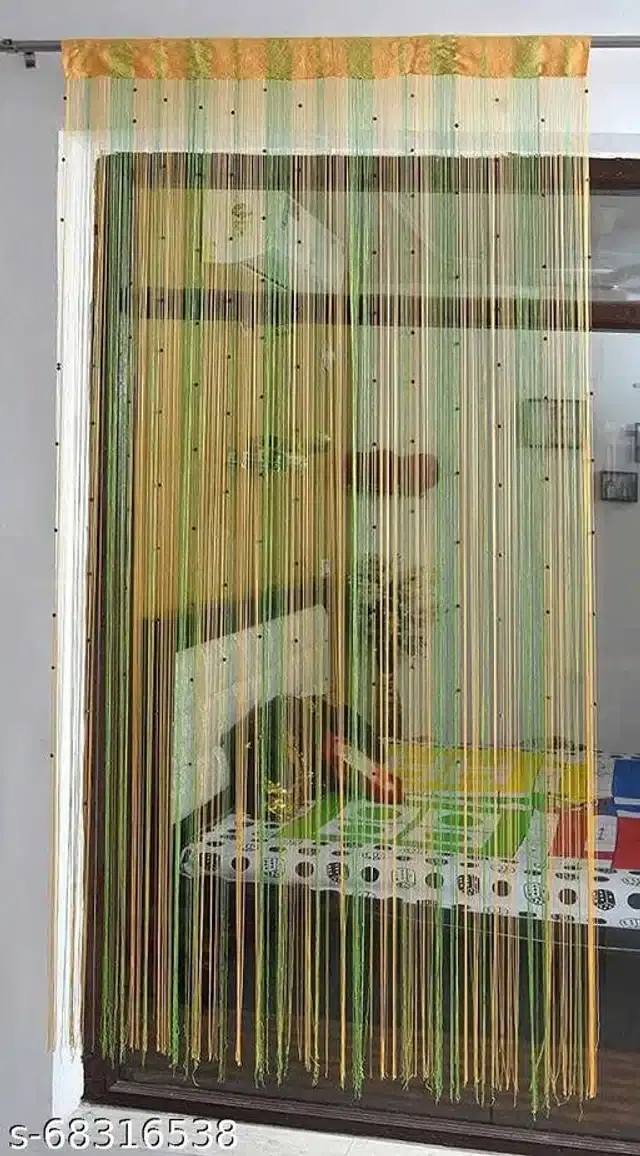 Polyester Beads Curtain for Door, Green, 7 Feet